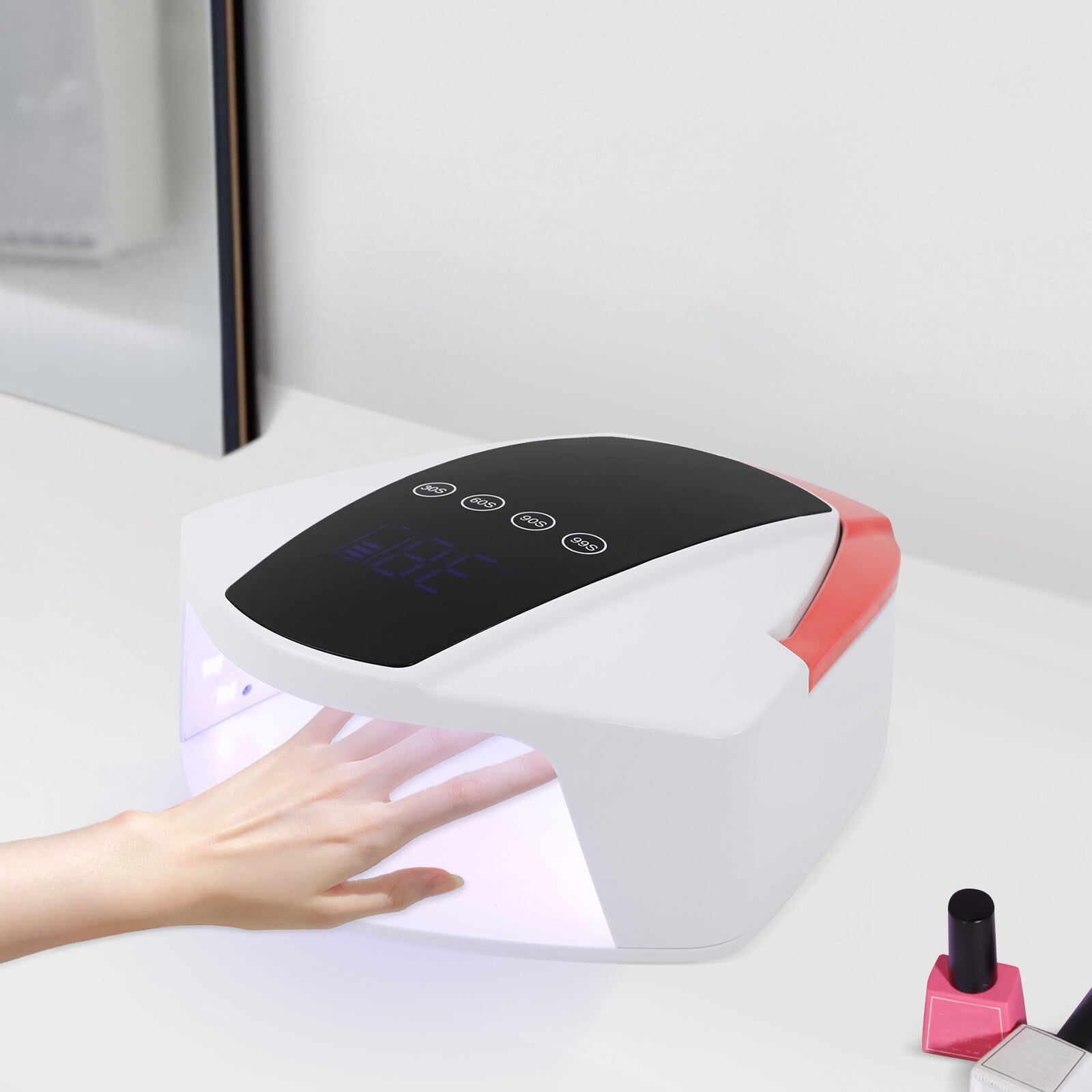 1 PCS Rechargeable Nail Lamp, LED Manicure Desk Lamp, Automatic Sensor UV LED Nail Dryer, White+ Red+ Black