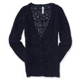thumbnail image 2 of Aeropostale Womens Open Knit Boyfriend Cardigan Suéter, Azul, Mediano Aeropostale Cárdigan, 2 of 2