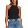 thumbnail image 2 of IUYRTFE Women's Solid Color Halter Neck Sleeveless Tank Top Casual Summer Basic Top, 2 of 5