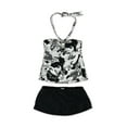 thumbnail image 2 of Island Escape Womens Blac Ruffled Skirtini 2 Piece Bandini, Black, 6, 2 of 2