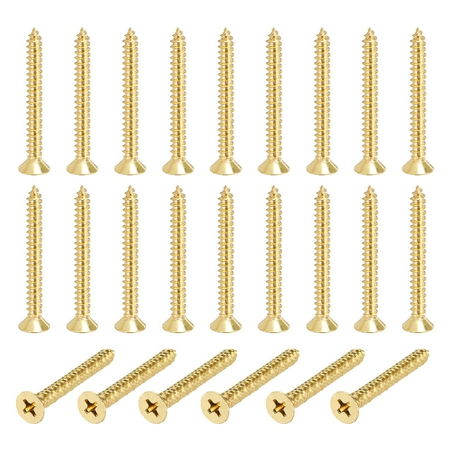 24 piezas de tornillos de latón, M4 x 40mm, tornillos autoperforantes de cabeza plana Phillips sólidos para reparación de muebles, marco de fotos, paneles de yeso y electrodomésticos.