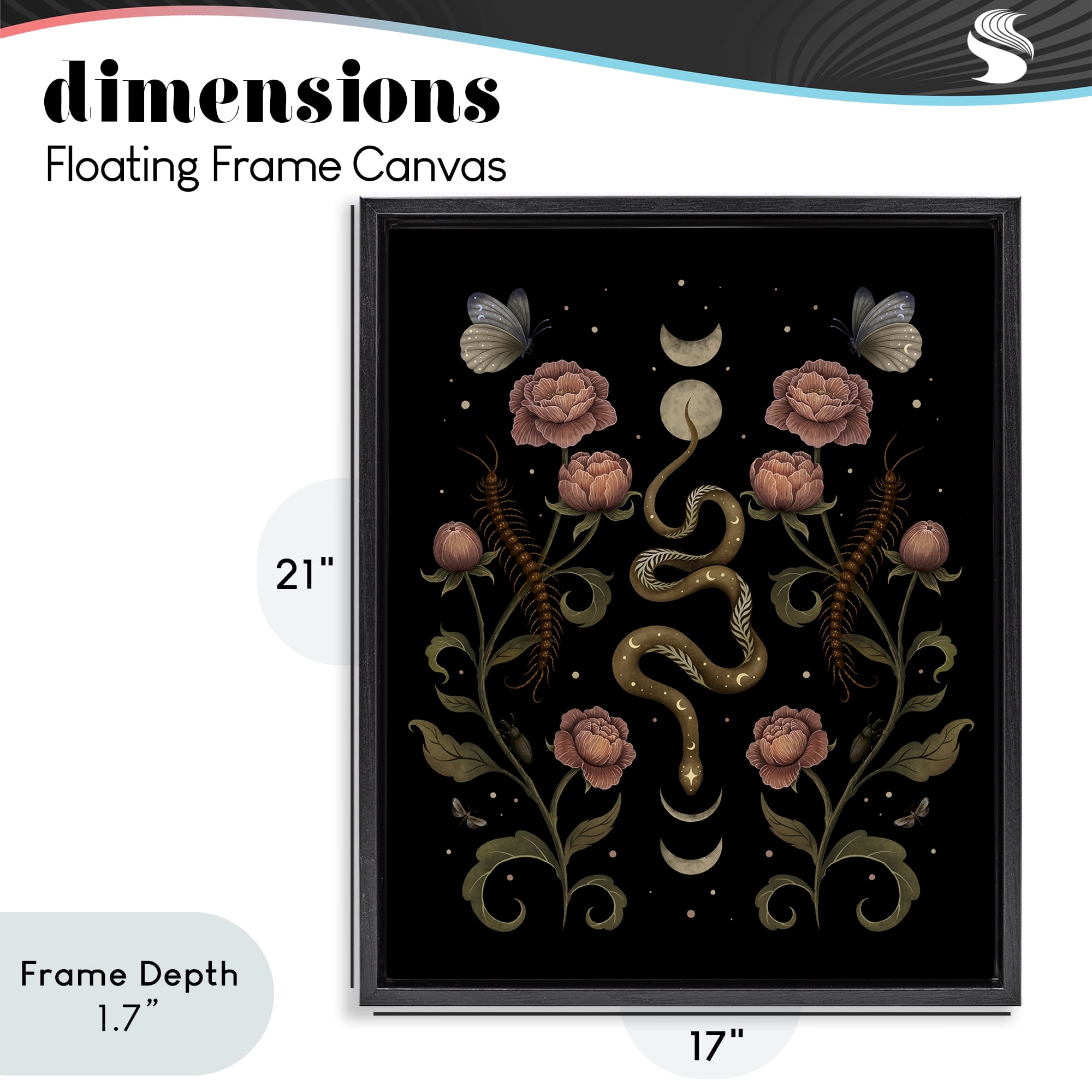 Stupell Industries Serpentine Garden Symmetry Black Framed Floater Canvas Wall Art, design by Episodic Drawings