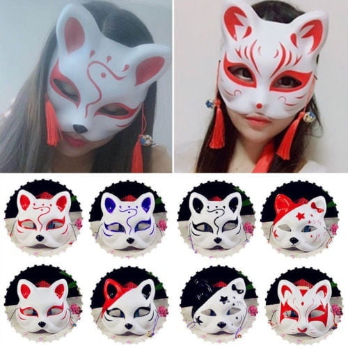 Japanese Fox Hand-painted Cosplay Mask