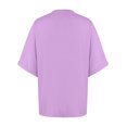thumbnail image 4 of Pincandy Women's Casual Crewneck Short-sleeved Solid Color Loose Short Loose T-shirt Plus Size T Shirts Oversized Tees Summer Half Sleeve Crew Neck Tunic Tops,Purple,2XL, 4 of 7