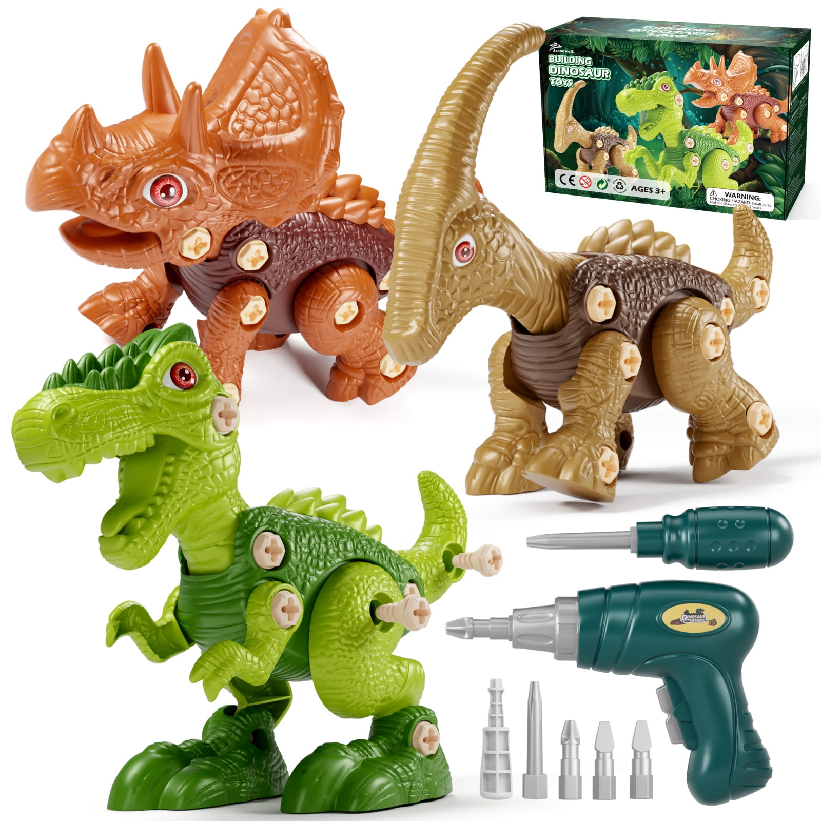 5PCS Boys STEM Educational Take Apart Construction Set Learning Kit Creative Activities Games Birthday Gifts for Toddlers Girls Age 3 4 5 6 7 8 Years Old Jasonwell Kids Building Dinosaur Toys 