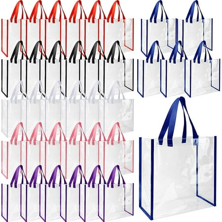 

30 Pack Stadium Approved Tote Bag Transparent Plastic Tote Bag Stadium Clear With Handles For Gym Sports 12X12X6 Inch