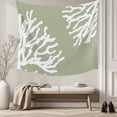thumbnail image 5 of Coral Sage Green Large Tapestry for Bedroom Wall Hanging Tapestry,Coastal White Ocean Marine Nautical Beach Ceiling Backdrop Tapestries Poster Blanket Wall Decor for Teens Room Living Room 100" x 59", 5 of 8