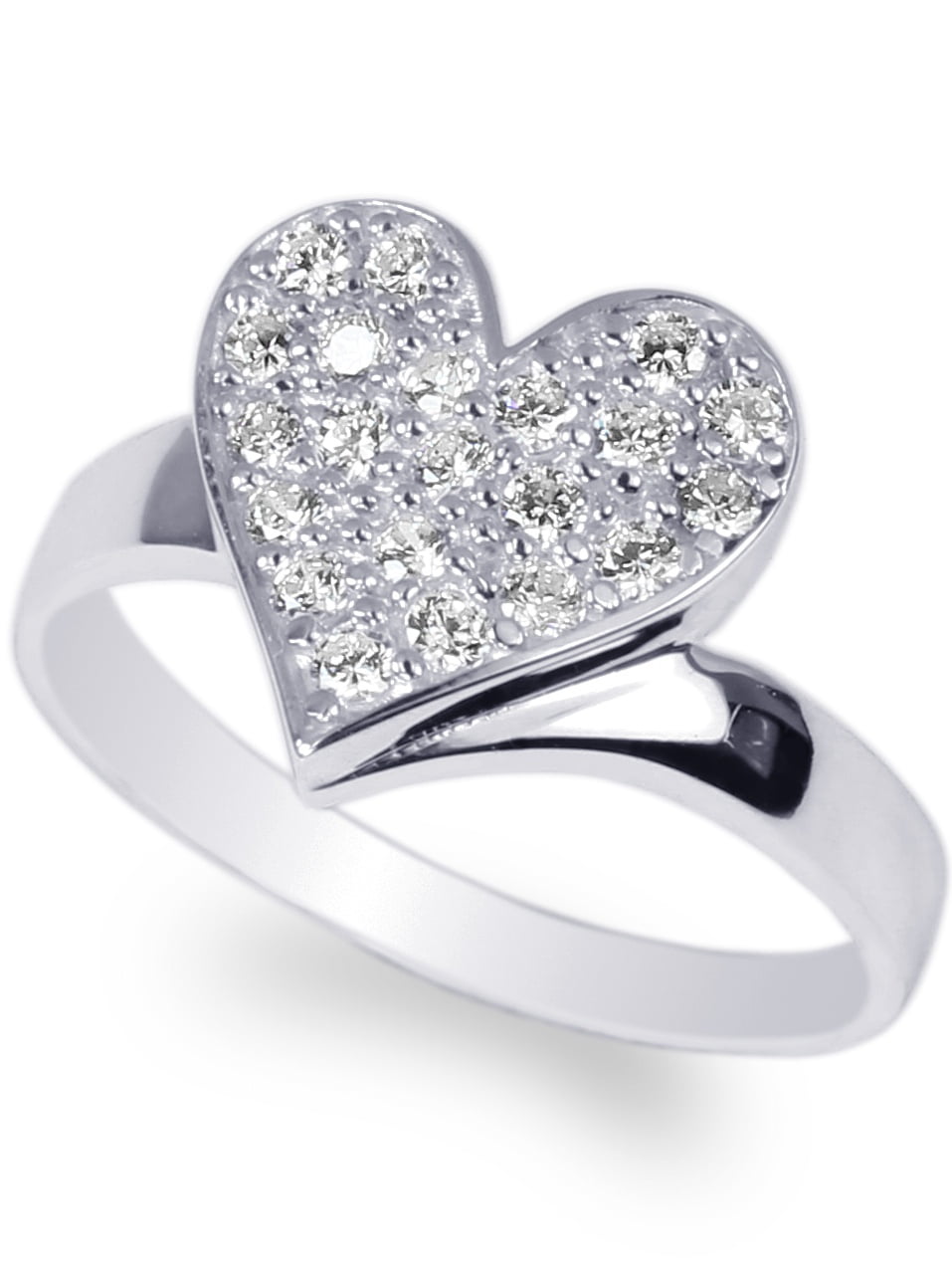 Details about   925 Sterling Silver Heart Shaped Luxury Solid Ring with Round CZ Embedded Size 4