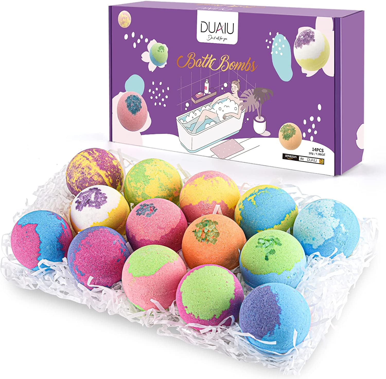 DUAIU Bath Bomb Gift Set, 14 Pieces, Natural Ingredients photo 1