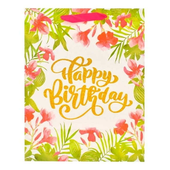 Bolsa de Regalo Prichos Happy Birthday Flores Blanco