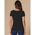 thumbnail image 3 of DARING DIVA Women's Crew Neck Knit Short Sleeve Textured Blouse L Black, 3 of 6