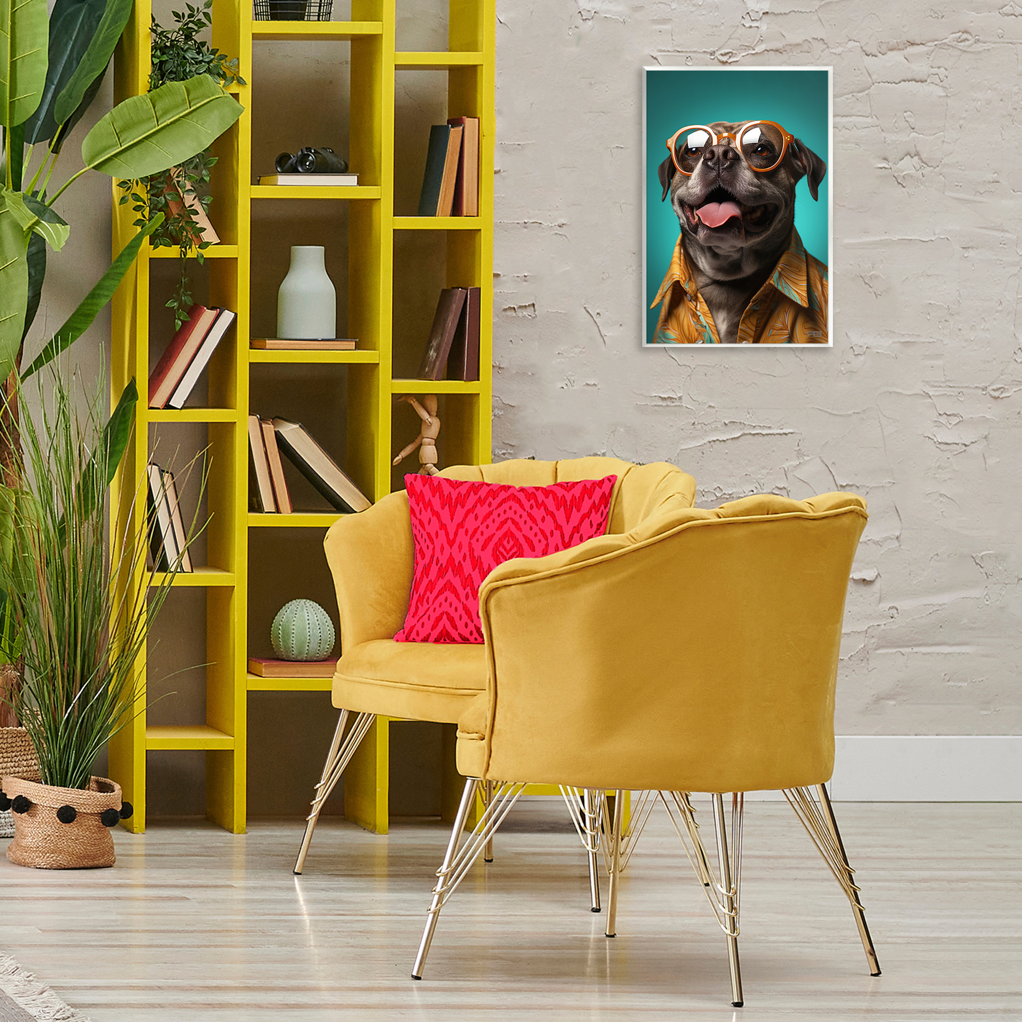 Stupell Industries Fashion Dog Friend Animals & Insects Painting Unframed Art Print Wall Art, 13 x 19