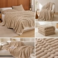 thumbnail image 4 of Throw Blanket Ribbed Striped Plush 47x83 Inches Washable for Couch Sofa Bed, 4 of 7