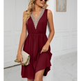 thumbnail image 2 of Jdlsppl Women's Summer Dress Midi Sundress Vintage Party Casual Holiday Dinner Spring Elegant A Line Dress Burgundy XX-Large, 2 of 4