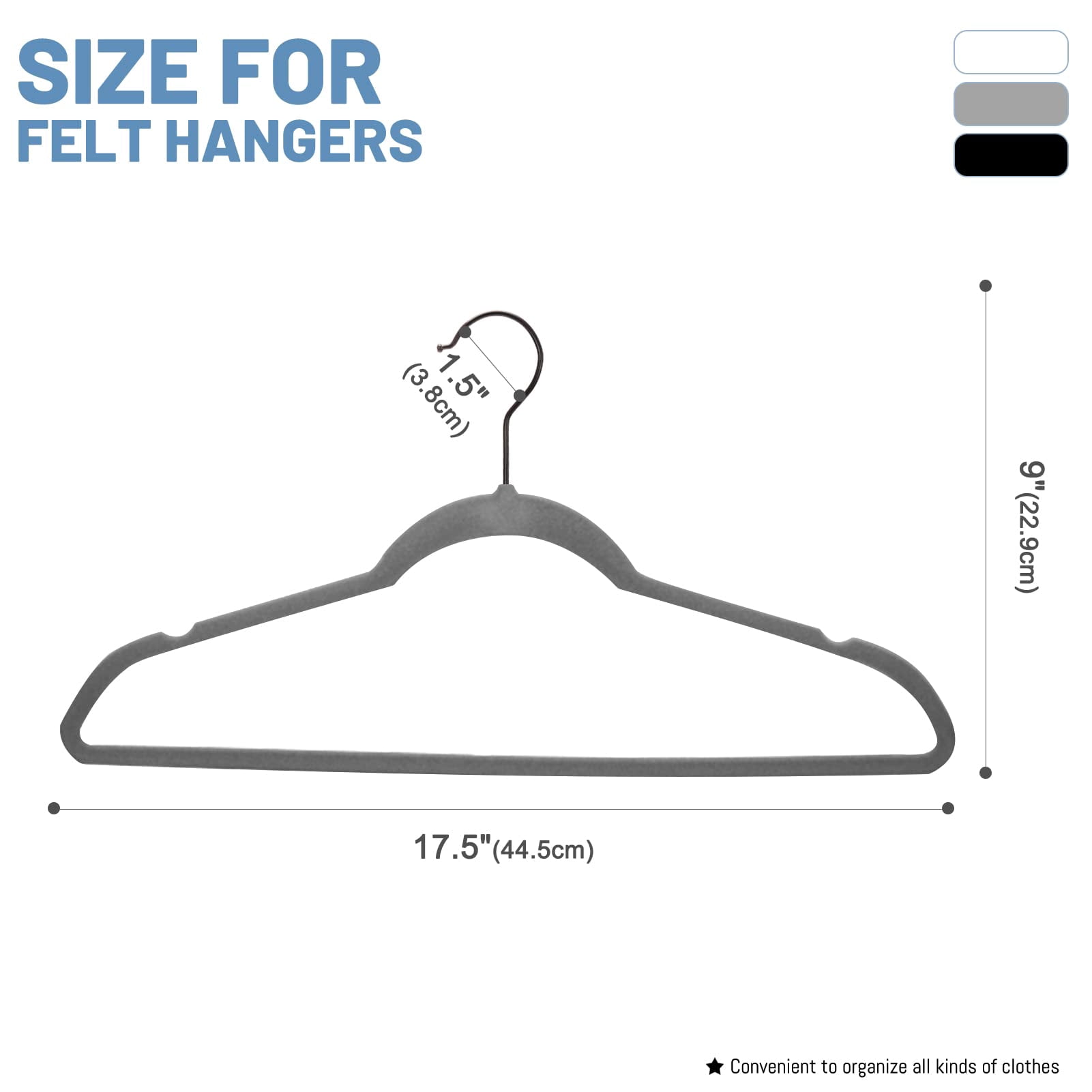 HOUSE DAY Gray Velvet Hangers 60 Pack, Velvet Clothes Hangers Non Slip Felt Hangers, Heavy Duty Coat Hangers for Closet, Ultra Slim Hangers Black Hangers Space Saving Hangers for Suits, Shirt