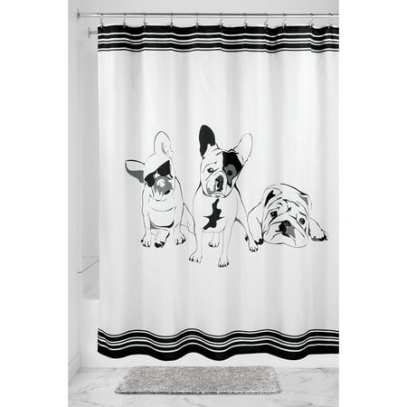 Interdesign French Bulldog Fabric Shower Curtain 72 X Black White