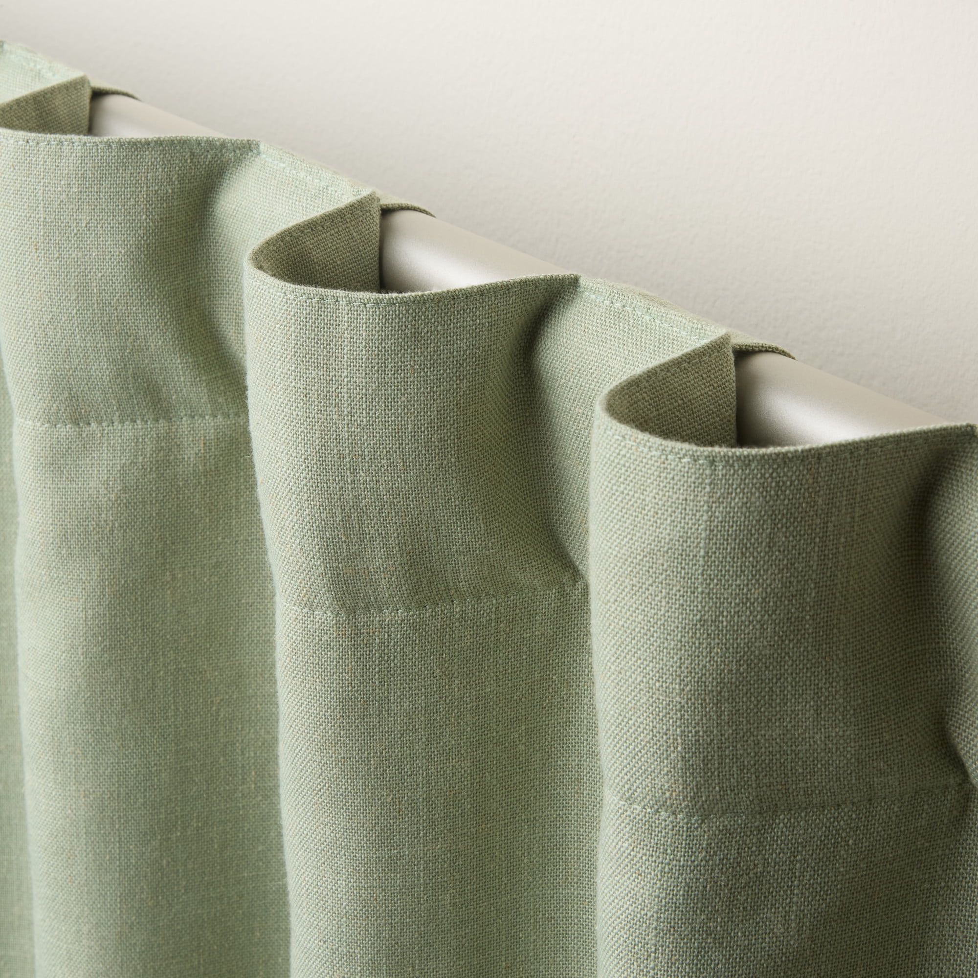 TOWN & COUNTRY LUXE Davos Solid Linen Texture Indoor Curtains, 100% Blackout with Energy Efficient Lining, Back Tab/Rod Pocket Top, 2-Pack Set, Sage Green, 50"x84"