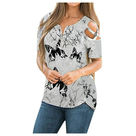 

Women Scrubs Tops Casual Loose Strappy Cold Shoulder O Neck Zipper Tops Basic Shirt Blouse Comfortable Nursing Uniform