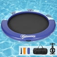 thumbnail image 2 of Outsunny 8FT Inflatable Water Hammock, Round Floating Ring, Inflatable Floating Dock Platform with Mesh for for Lakes, Pools, Oceans, Blue, 2 of 9