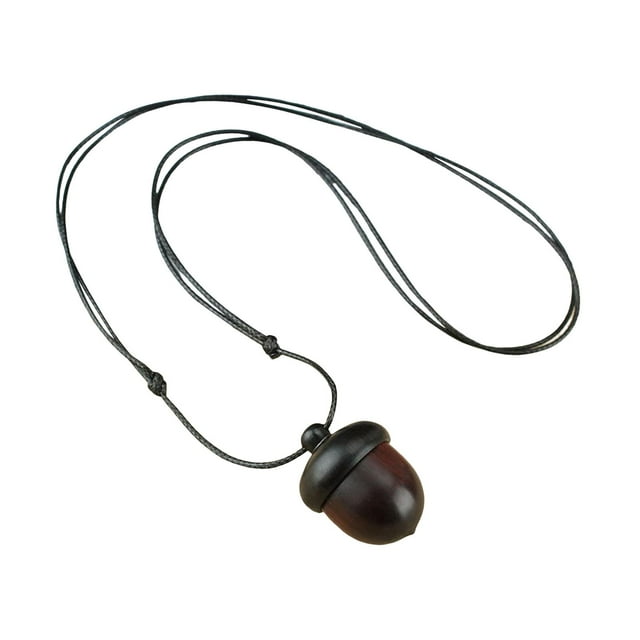 Collar con colgante de bellota de ébano atornillable, joyería antigua natural retro de los deseos para C