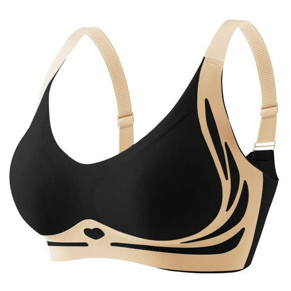 WZXFASHION Fitting Bra Wireless Bra Bra Fitting Anti Sagging Everyday Bras Bra Black XXL