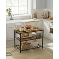 thumbnail image 3 of Kitchen Island with 3 Shelves, 39.4 Inches Width Kitchen Shelf with Power Strip, Large Worktop, Stable Steel Structure, Industrial, Easy to Assemble, 3 of 6