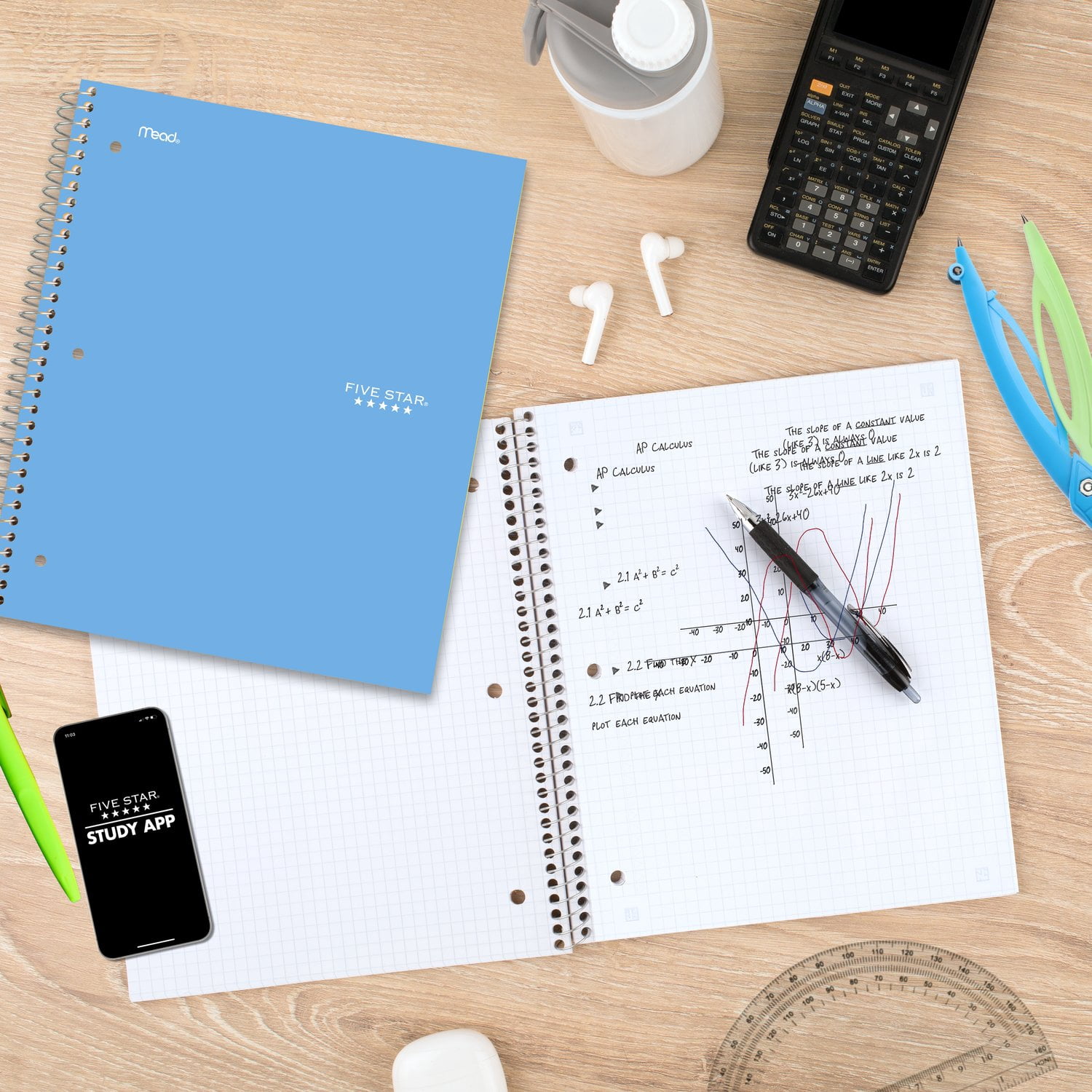Five Star® 1 Subject 200pg Quad Notebook, Blue