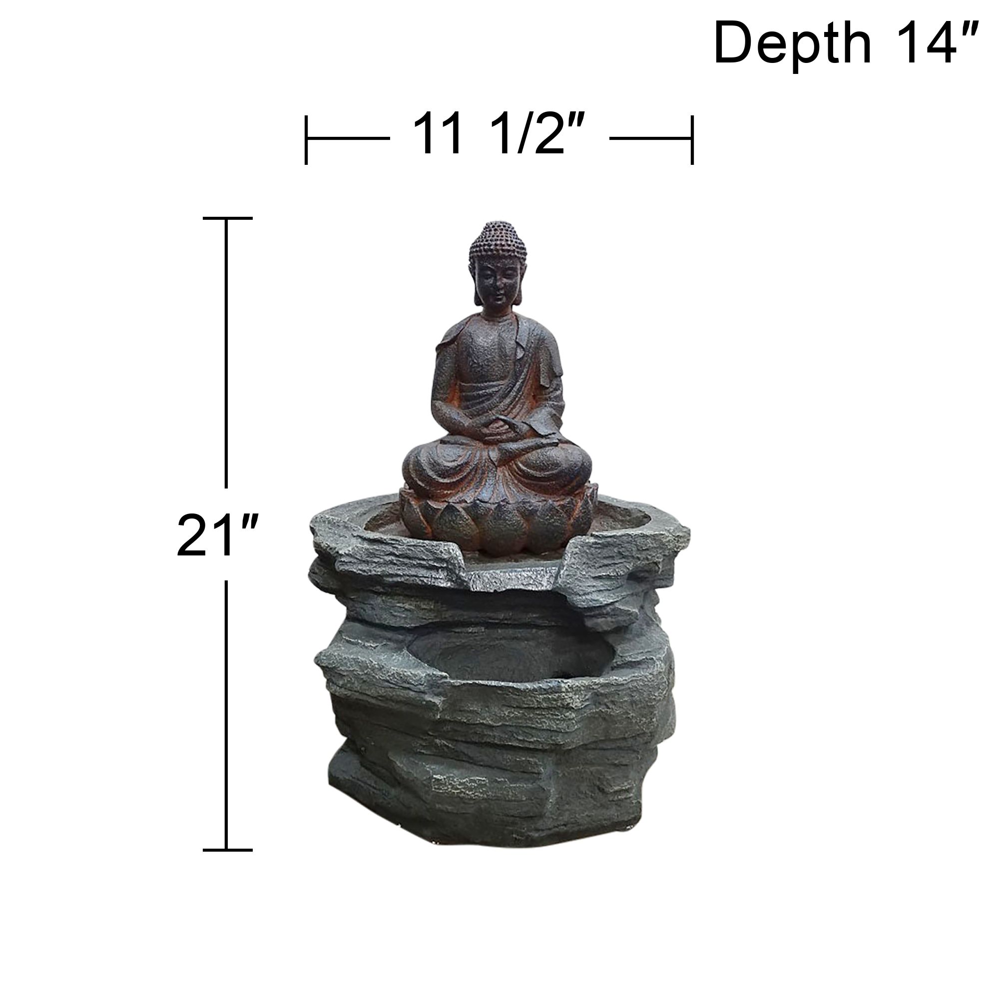 John Timberland Rustic Zen Buddha Outdoor Floor Water Fountain with Light LED 21" High Sitting for Yard Garden Patio Deck Home - image 5 of 8
