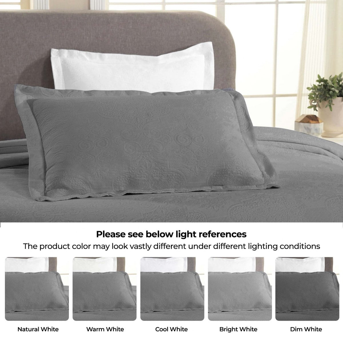 Superior 3-Piece Florin Cotton Matelasse Gray Bedspread Set, Full
