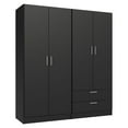 thumbnail image 3 of MADESA 4 Doors 2 Drawers Wardrobe Set Armoire Closet Bedroom Storage Cabinet with Shelves and Hanging Space 63"L Wooden Clothing Organizer Unit - Black, 3 of 12