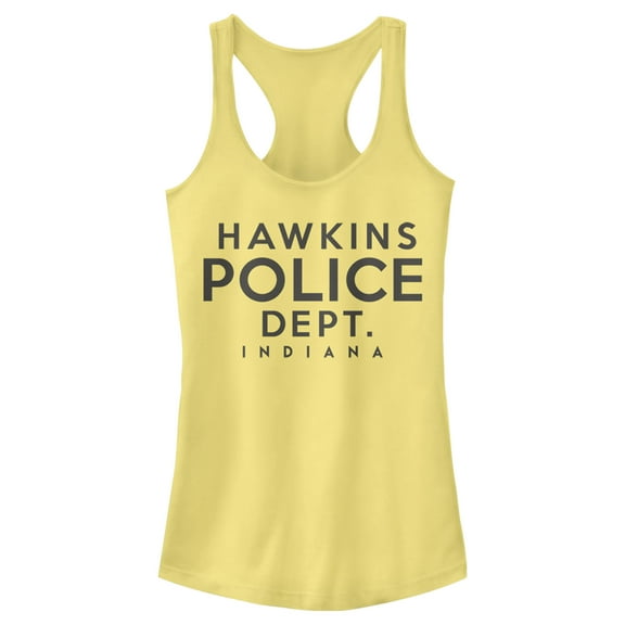 Netflix Junior's Stranger Things Hawkins Police Department Racerback Tank Top Banana Medium