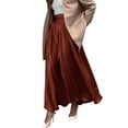 thumbnail image 4 of Women'S A-Line Long Maxi Swing Pleated Skirt Orange L, 4 of 8