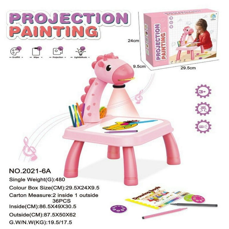 Amazing Fashion Drawing Projector Table for Kids, Trace and Draw Projector Toy with Light & Music, Child Smart Projector Sketcher Desk, Learning Projection Painting