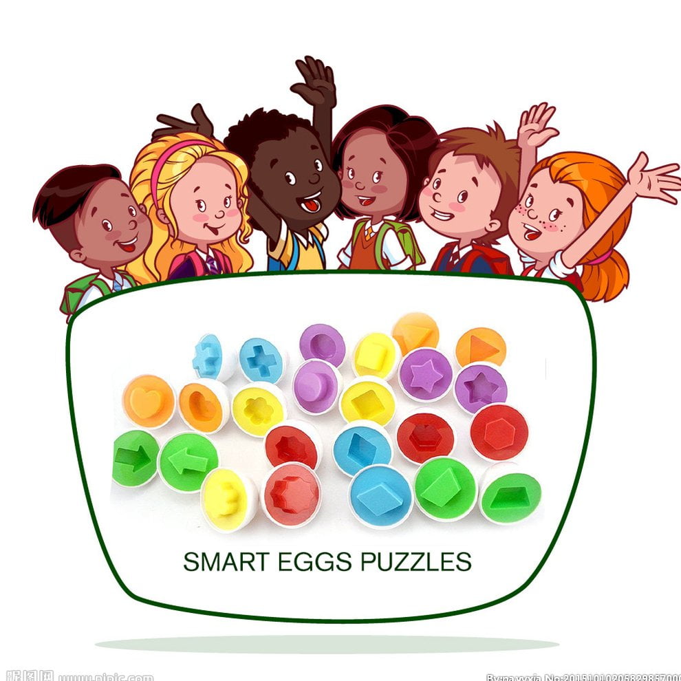 6 eggs Kids Learning Education Toys Mixed Shape Wise Pretend Puzzle Color 