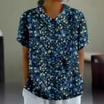 thumbnail image 2 of Summer Women's Elegant Floral Print Loose Blouse With Classic Collar Retro Casual T Shirt, 2 of 2