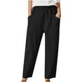 thumbnail image 1 of Bigersell Women's Shaping Straight Pants Full Length Pants Fashion Women Casual Summer Wear Pants Solid Color Cotton And Linen Trousers Ladies' Shaping Straight Pants, 1 of 5