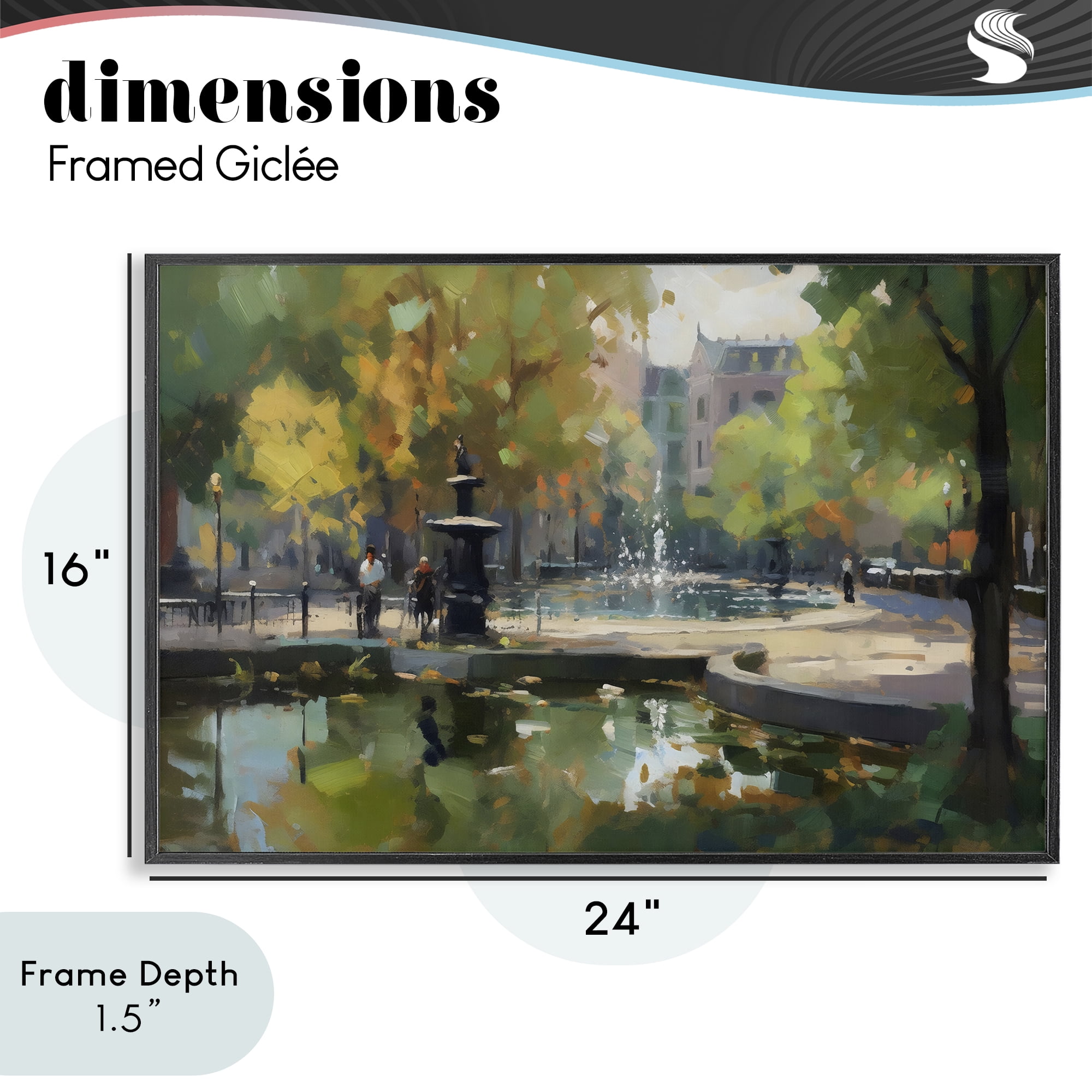 Stupell Industries Autumn Reflections at Park Fountain Black Framed Giclee Art, design by Creative Studio