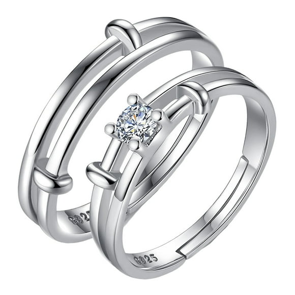 FRCOLOR Finger Ring 2Pcs Couple Index Finger Ring Couple Rings Elegant Simple Ring Finger Jewelry Silver (Men's and Women's),0.75"X0.75"X0.12"