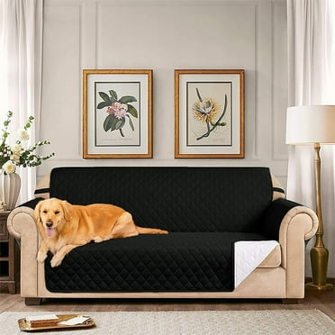 SCUQI Reversible Sofa Slipcover Loveseat Couch Covers with Elastic Straps&Pocket Washable Furniture Protector Slipcovers for Kids Pets Dogs 2 Seater Sofa (Black)