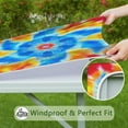 thumbnail image 6 of Colorful Rainbow Tie Dye Spiral Pattern Square Fitted Tablecloth with Elastic Edge,Square Table Cover,Washable Elastic Table Cover for Home Kitchen Party Decor 36"x36", 6 of 6