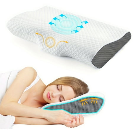 Memory Foam Bed Pillow Cervical Pillow for Neck Pain Relief Contour Orthopedic Ergonomic Pillows Gray