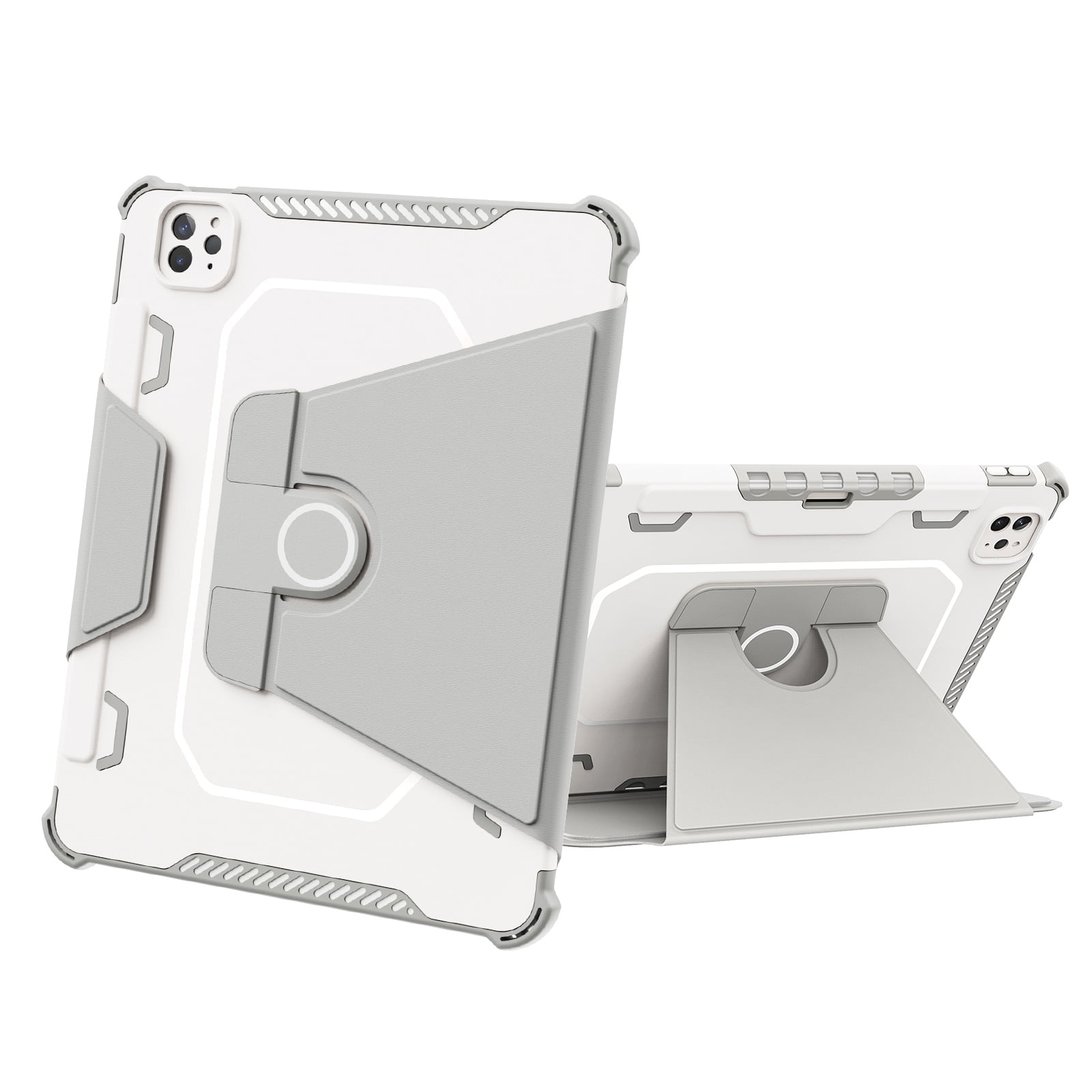 Dteck Case for iPad Pro 11" 4th/3rd/2nd/1st Gen (2022/2021/2020/2018),iPad Air 5th 4th Gen Magnetic Leather Shockproof Rubber Rugged Case Rotatable Kickstand with Pencil Holder Heavy Duty Cover,Gray