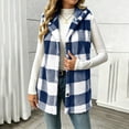 thumbnail image 4 of NSLGXD Womens Plaid Fleece Hooded Vest Button Down Sleeveless Sherpa Lined Checkered Waistcoat Winter Fall Outdoor Warm Casual Jackets with Pockets S-2XL, 4 of 9