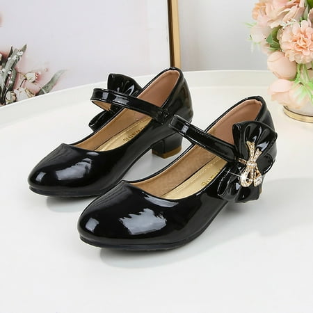 

Cathalem Girls Wedge Sandals Girls High Heeled Shoes Children Leather Shoes Princess Dress Shoes Primary Kids Sports Shoes Girls Black 33