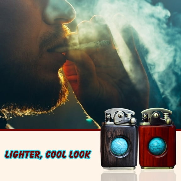 maxiaoxia Red Sandalwood Lighter Decoration Old-fashioned Wood Personality Cigar Lighter Gift For Father's Day Birthday