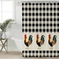 thumbnail image 2 of Small Stall Shower Curtain 36x72 Inch Narrow Half Size Black White Plaid Rooster Bath Curtains Bathroom Decor Vintage Farmhouse Checkered Rustic Waterproof Fabric Shower Curtain Set Hooks 36 Inch, 2 of 6