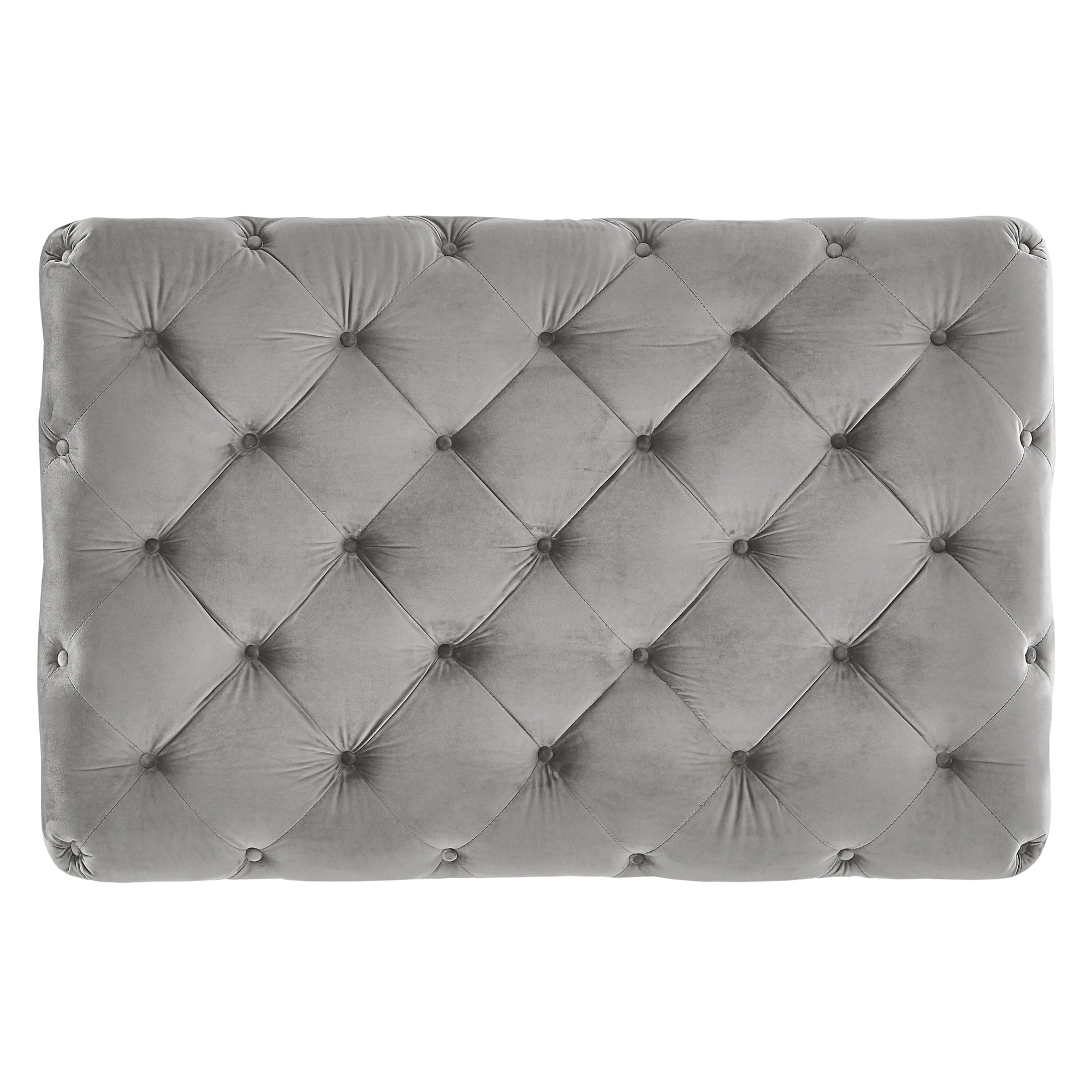 Weston Home Bowman Rectangular Tufted Ottoman with Casters, Grey Velvet
