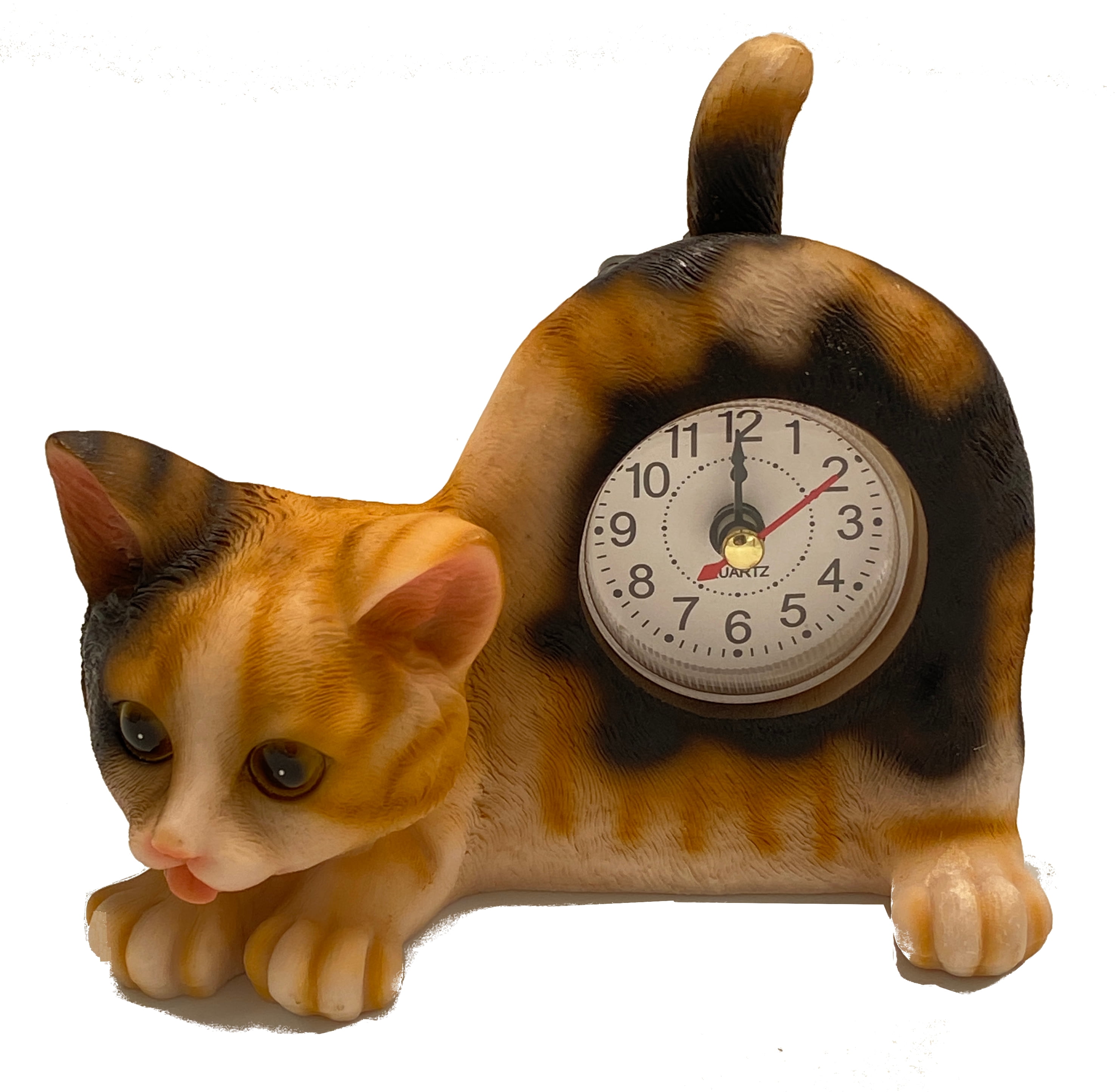 AIE GF66 Calico Cat Desk Clock with Wagging Tail