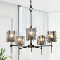 LNC Tucana 5-Light Matte Black Modern/Contemporary Led Crystal Chandelier
