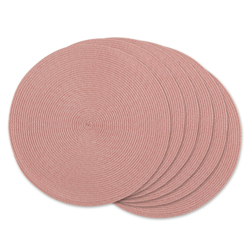 DII Pink Sorbet Round PP Woven Placemat Set of 6